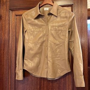 aritzia vegan leather shirt